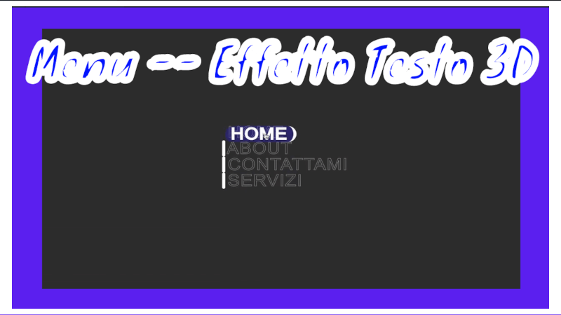 Testo menu con effetto 3D